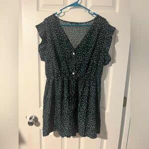 Green Polka Dot Romper